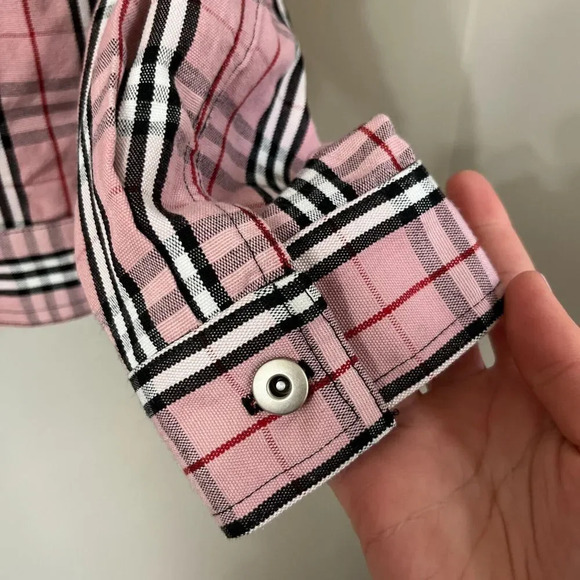 Vtg 90s Women Pink Black Jacket Button Up Medium Plaid Clueless Long Sleeve - Picture 6 of 8